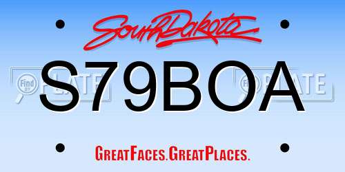 S79BOA South Dakota License Plate