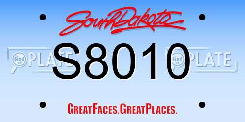 S8010 South Dakota License Plate