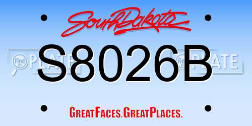 S8026B South Dakota License Plate