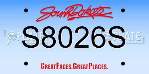 S8026S South Dakota License Plate