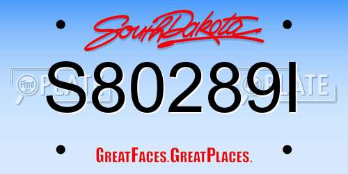 S80289I South Dakota License Plate