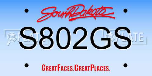 S802GS South Dakota License Plate