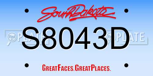 S8043D South Dakota License Plate