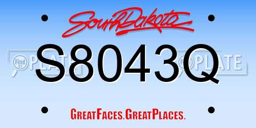 S8043Q South Dakota License Plate