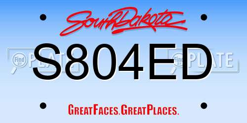 S804ED South Dakota License Plate