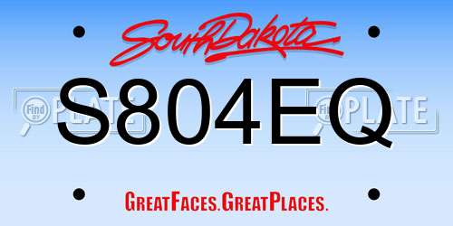 S804EQ South Dakota License Plate