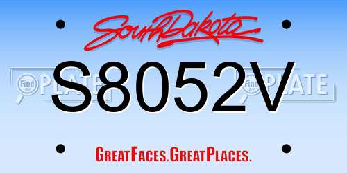 S8052V South Dakota License Plate