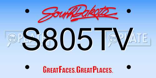 S805TV South Dakota License Plate