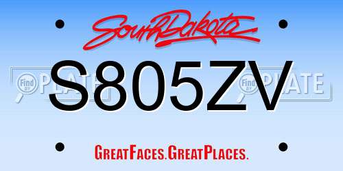 S805ZV South Dakota License Plate