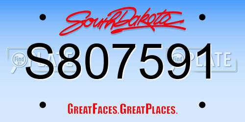 S807591 South Dakota License Plate