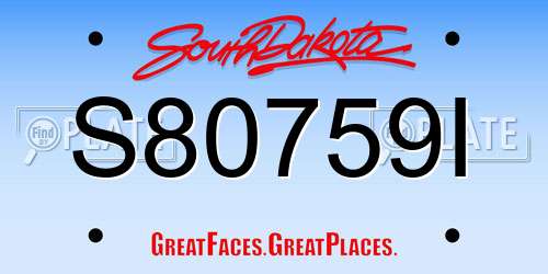 S80759I South Dakota License Plate