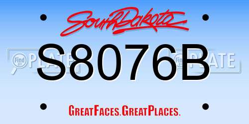 S8076B South Dakota License Plate