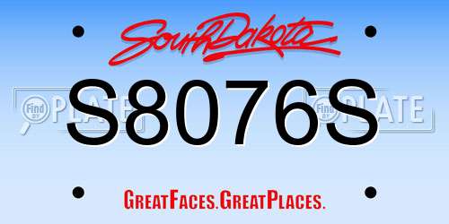 S8076S South Dakota License Plate