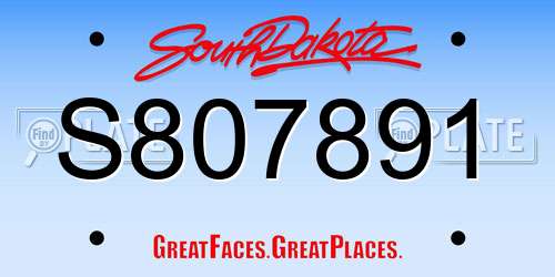 S807891 South Dakota License Plate