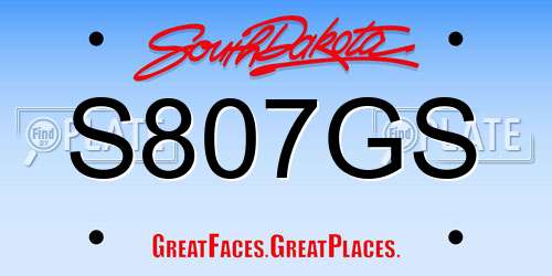S807GS South Dakota License Plate