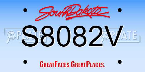 S8082V South Dakota License Plate