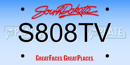 S808TV South Dakota License Plate