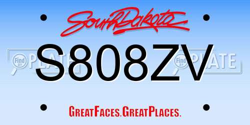S808ZV South Dakota License Plate
