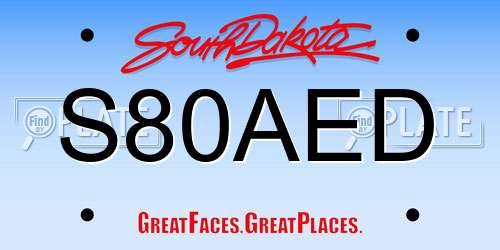S80AED South Dakota License Plate