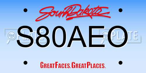S80AEO South Dakota License Plate
