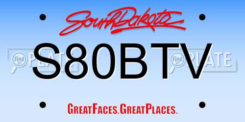 S80BTV South Dakota License Plate