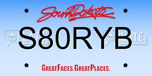 S80RYB South Dakota License Plate