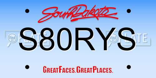 S80RYS South Dakota License Plate