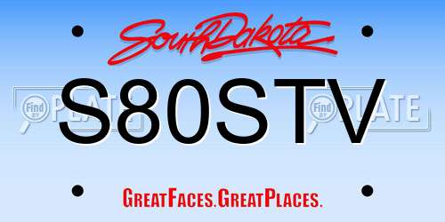 S80STV South Dakota License Plate