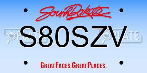 S80SZV South Dakota License Plate