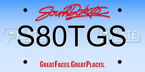 S80TGS South Dakota License Plate