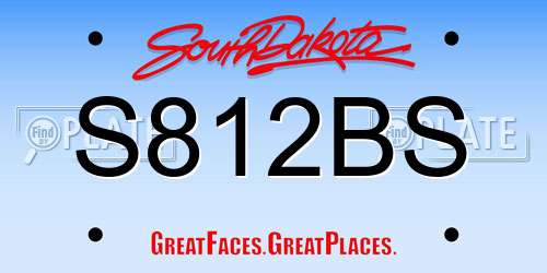 S812BS South Dakota License Plate
