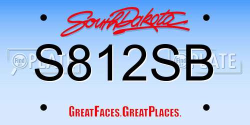S812SB South Dakota License Plate