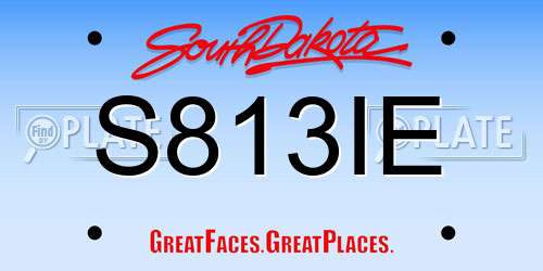 S813IE South Dakota License Plate