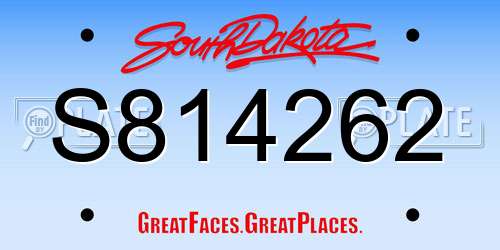 S814262 South Dakota License Plate