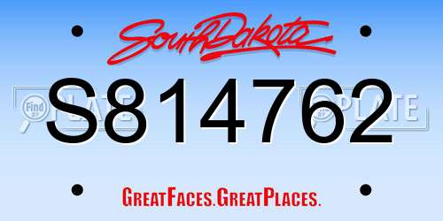 S814762 South Dakota License Plate