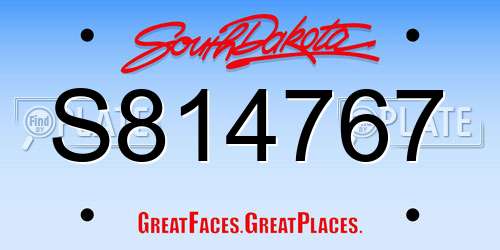S814767 South Dakota License Plate