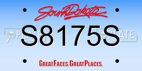 S8175S South Dakota License Plate
