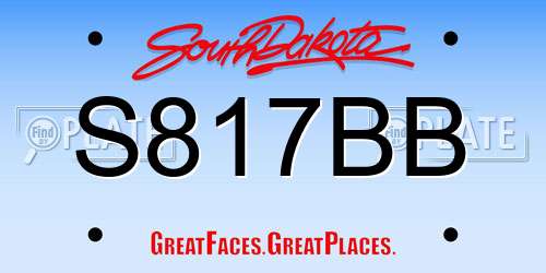 S817BB South Dakota License Plate