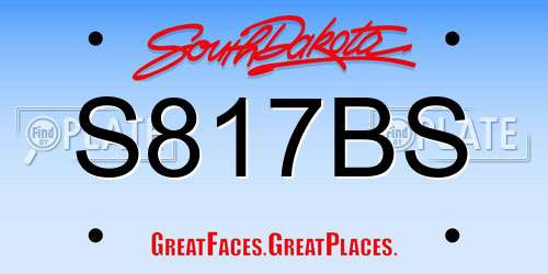 S817BS South Dakota License Plate