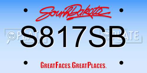 S817SB South Dakota License Plate