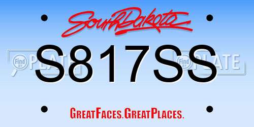 S817SS South Dakota License Plate
