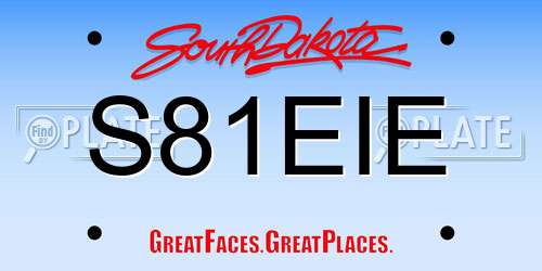 S81EIE South Dakota License Plate
