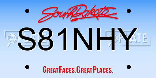 S81NHY South Dakota License Plate