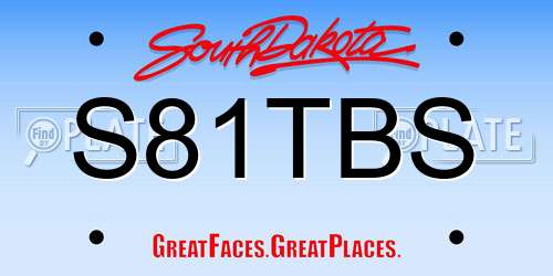 S81TBS South Dakota License Plate