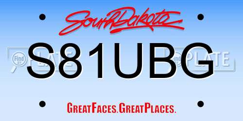S81UBG South Dakota License Plate