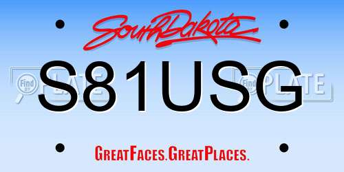 S81USG South Dakota License Plate