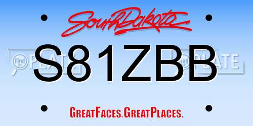 S81ZBB South Dakota License Plate