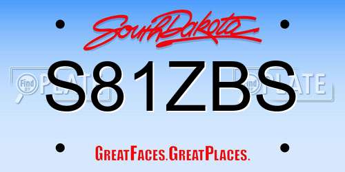 S81ZBS South Dakota License Plate