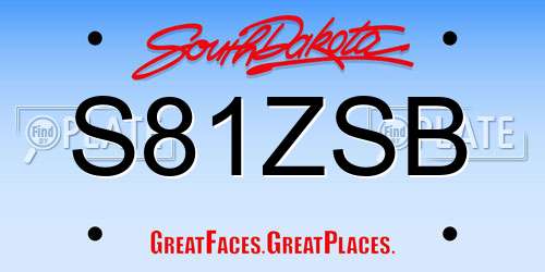 S81ZSB South Dakota License Plate