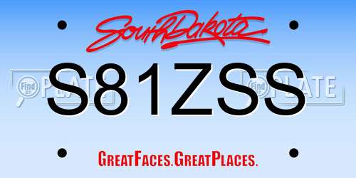S81ZSS South Dakota License Plate